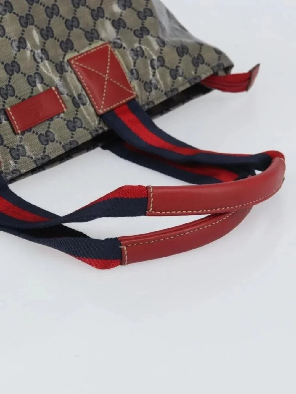 GUCCI GG Crystal Sherry Line Tote Bag Coated Canvas Navy Gold 131231 Auth 164487